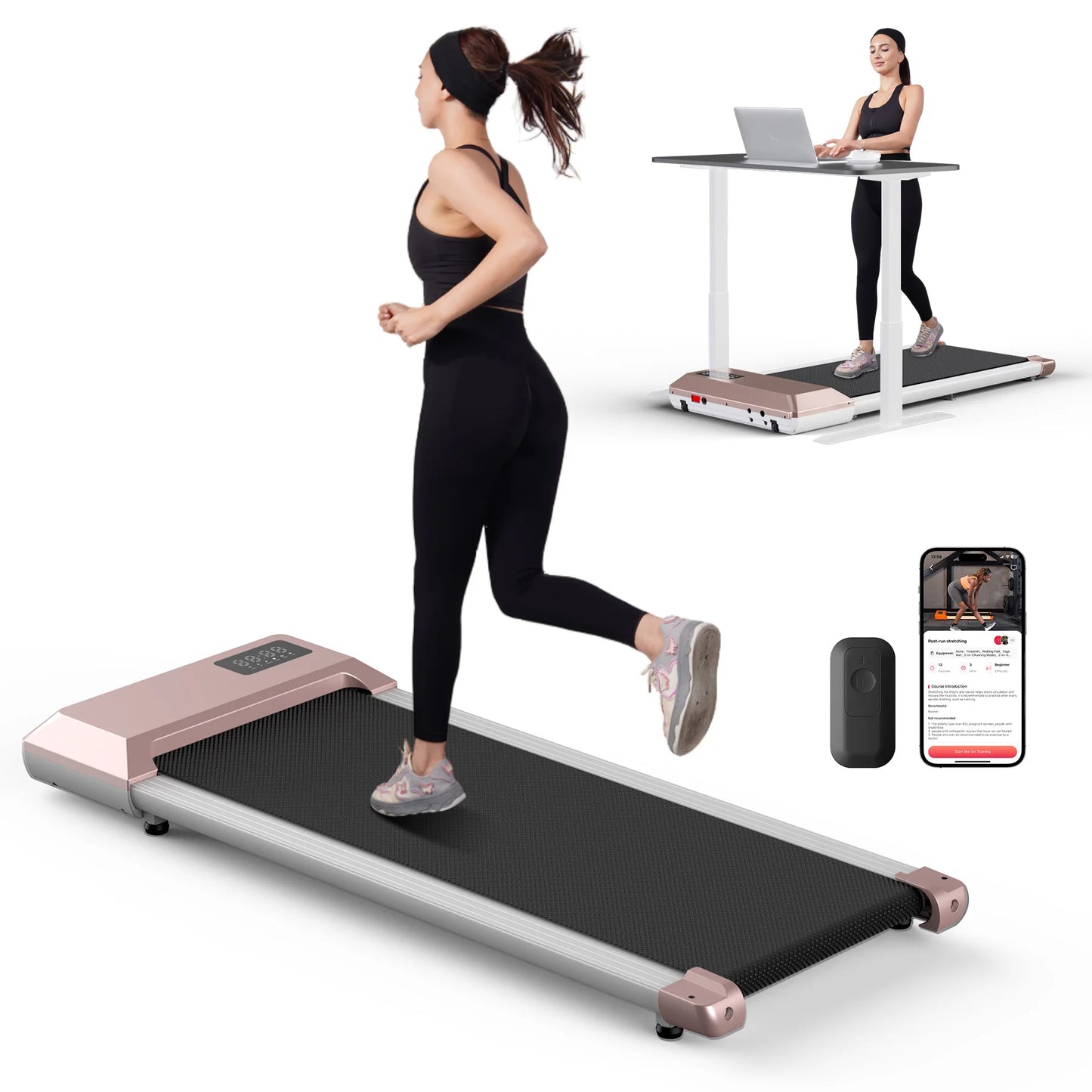 Superun 300lbs Home Treadmill TwoPointFiveHP 2 In 1 Walking Running