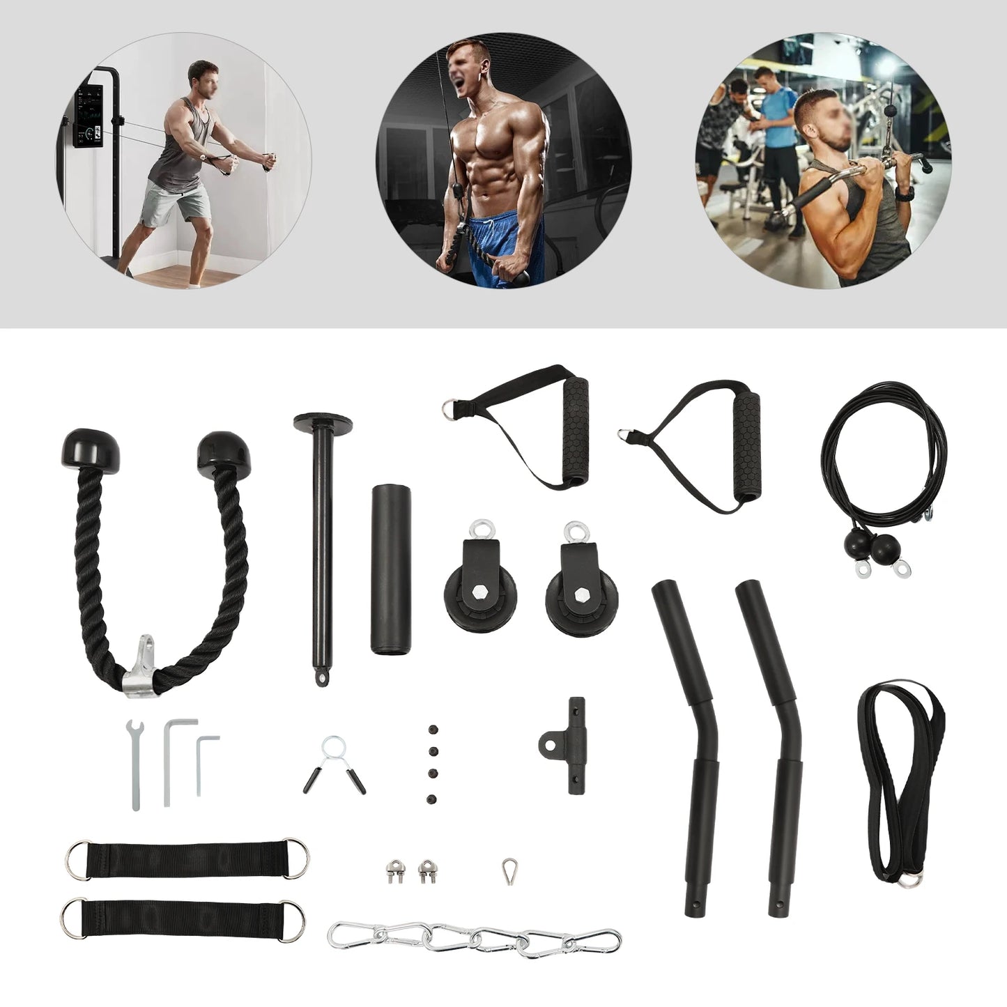 Pulley Gym Home Cable System Full Body Strength Training 120kg