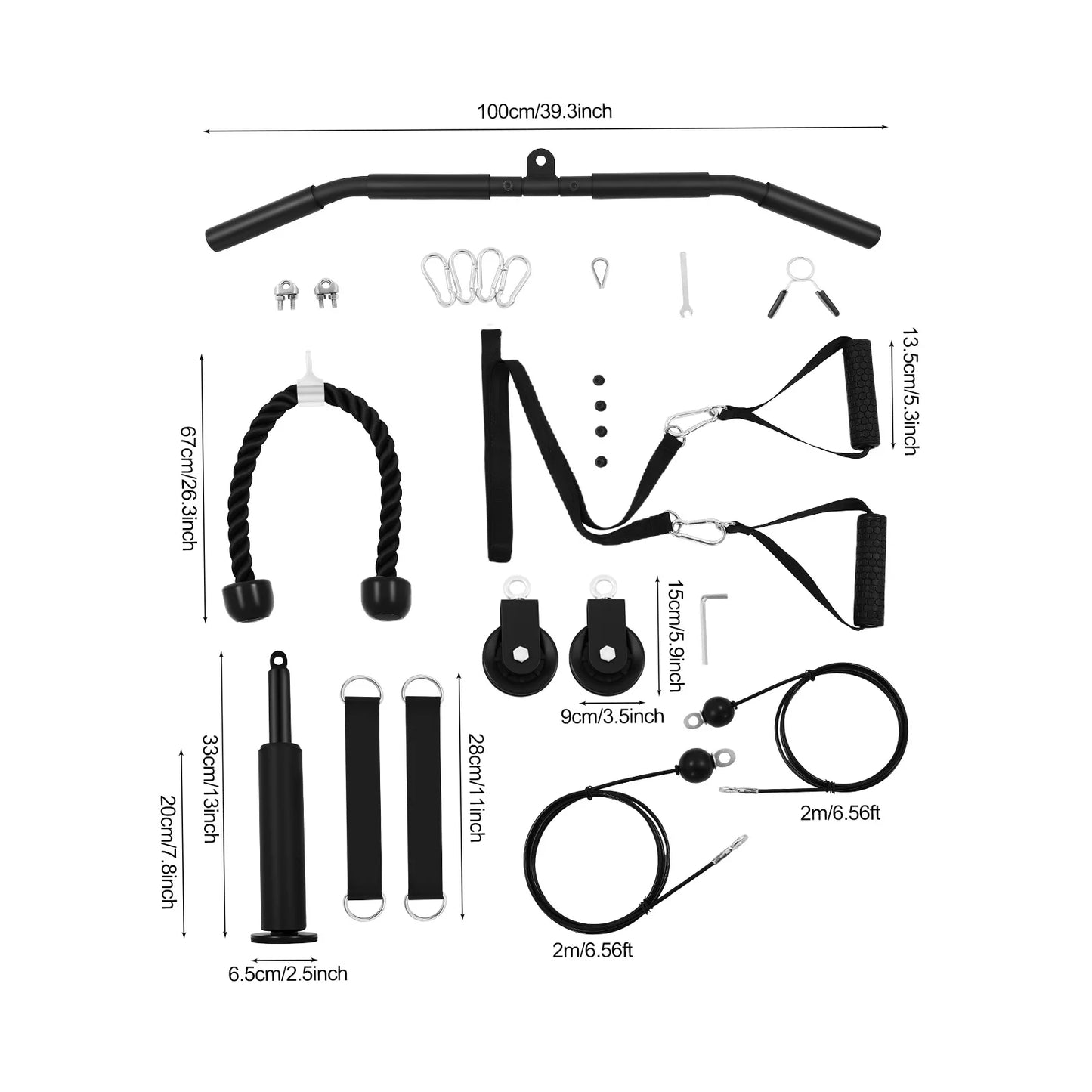 Pulley System Gym Cable Lat Pull 120kg Capacity For Home