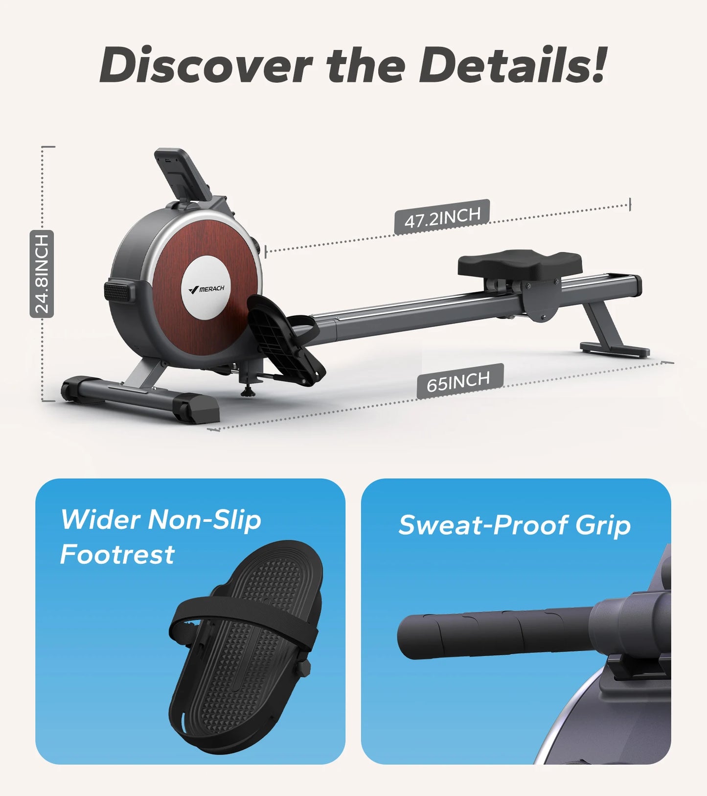 MERACH Magnetic Rowing Machine With 16 Levels Of Quiet Resistance