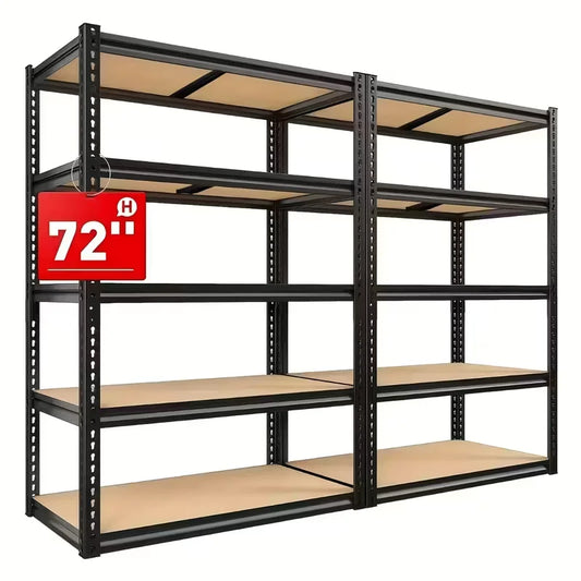 60/72 Inch two-piece set Heavy-duty Metal Storage Rack, With A Load-bearing Capacity Of 2000 Pounds Per Layer, Adjustable Height