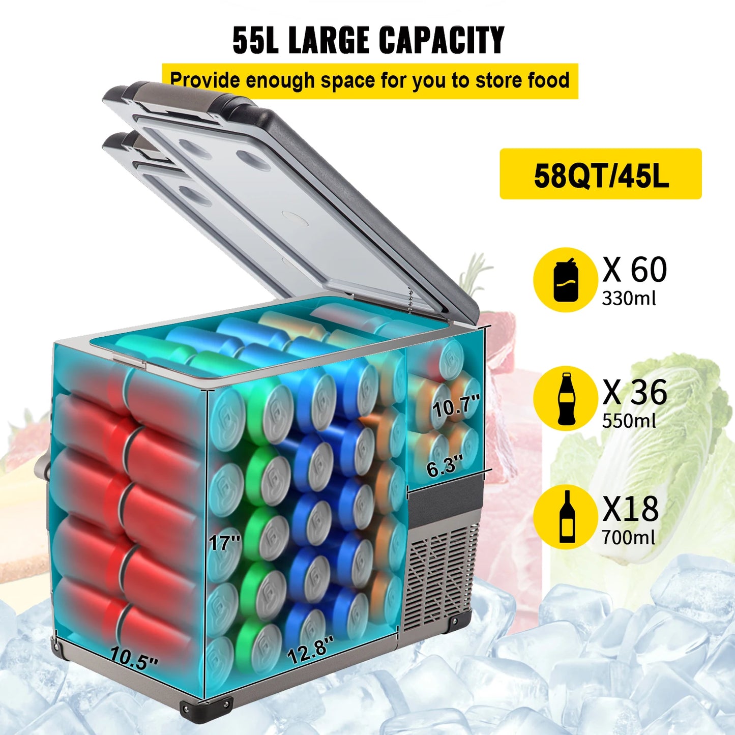 SucceBuy Portable Car Refrigerator Compressor Cooler 12V 110-240V Ice Box