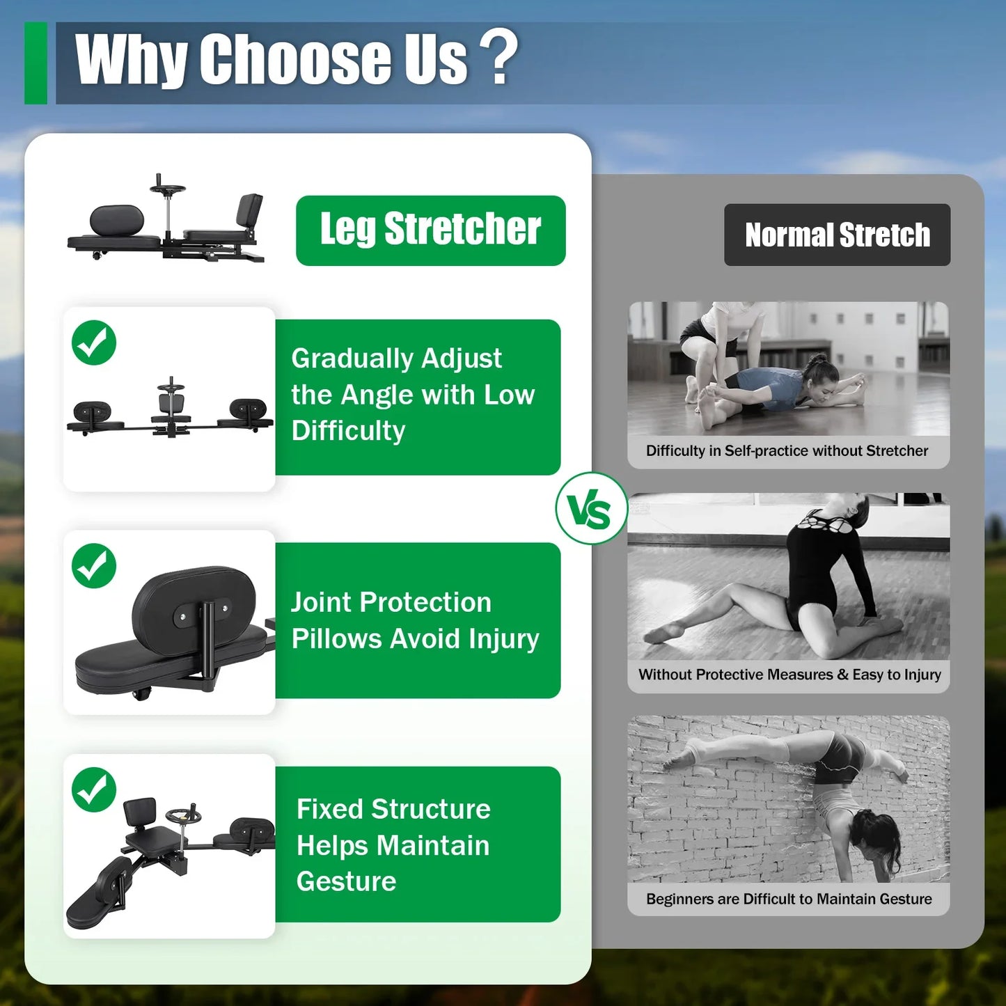 Leg Stretcher 3 Bar Spreader Heavy Duty Leg Split Machine