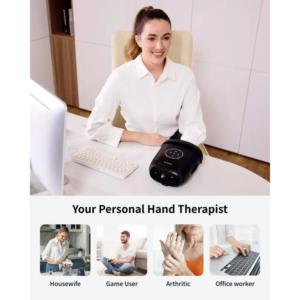 Heated Compression Hand Massager for Carpal Tunnel and Arthritis Relief, Suitable for Men and Women, HSA-Eligible (Black)