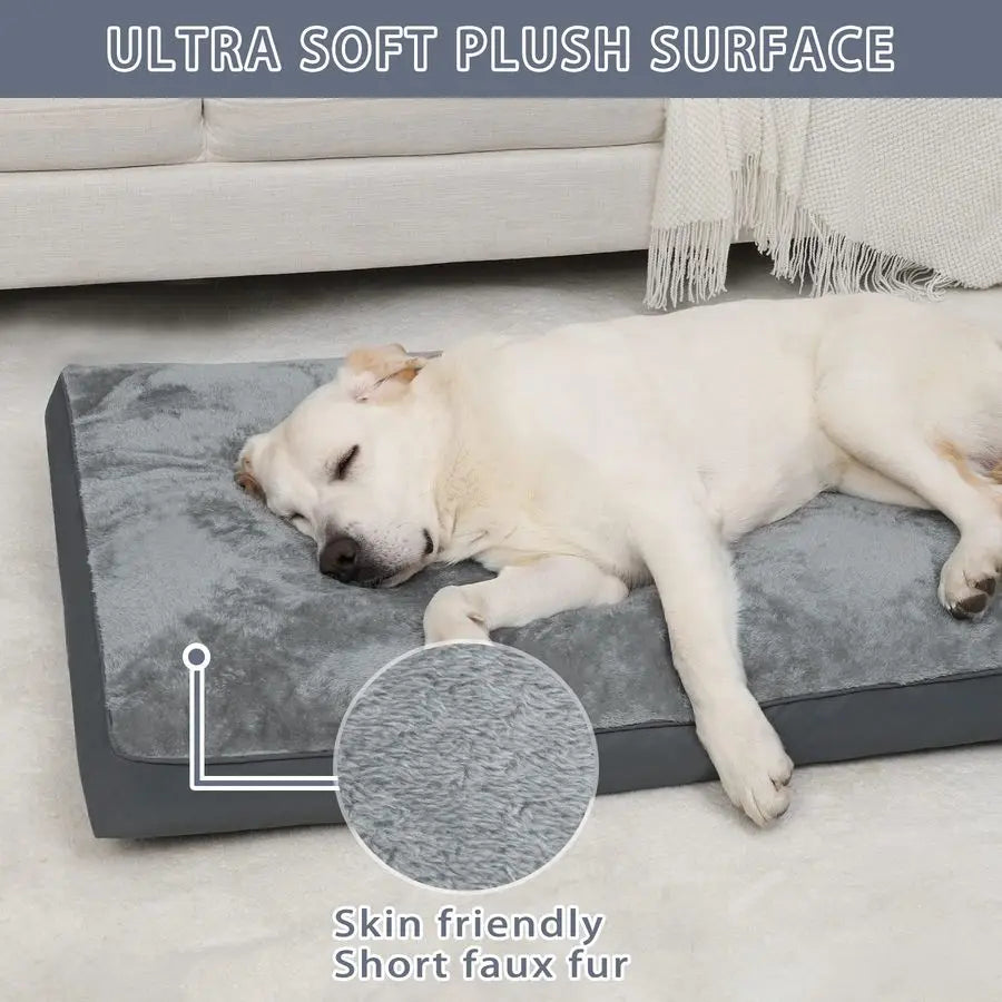 Crate Bed Waterproof Deluxe Plush Dog Beds with Removable Washable Cover AntiSlip Bottom Pet Sleeping Mattress for Large, Medium