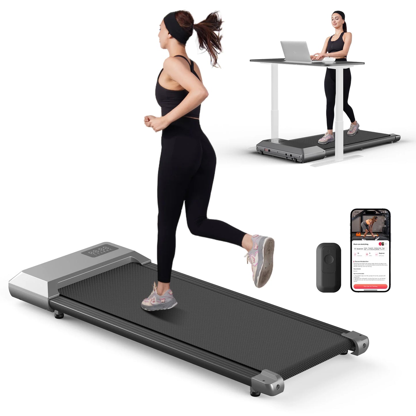 Superun 300lbs Home Treadmill TwoPointFiveHP 2 In 1 Walking Running