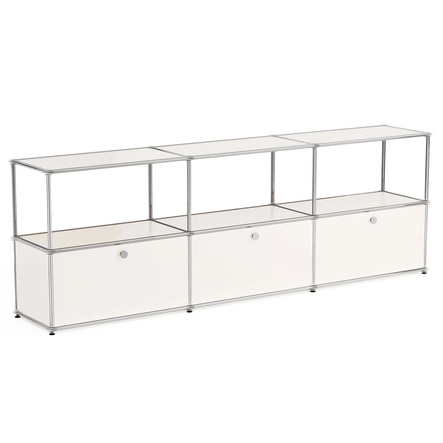 Storage Cabinet Sideboard Storage Shelf Furniture Stainless Steel Metal Board Living Room Night Stand Cabinet-No Keys
