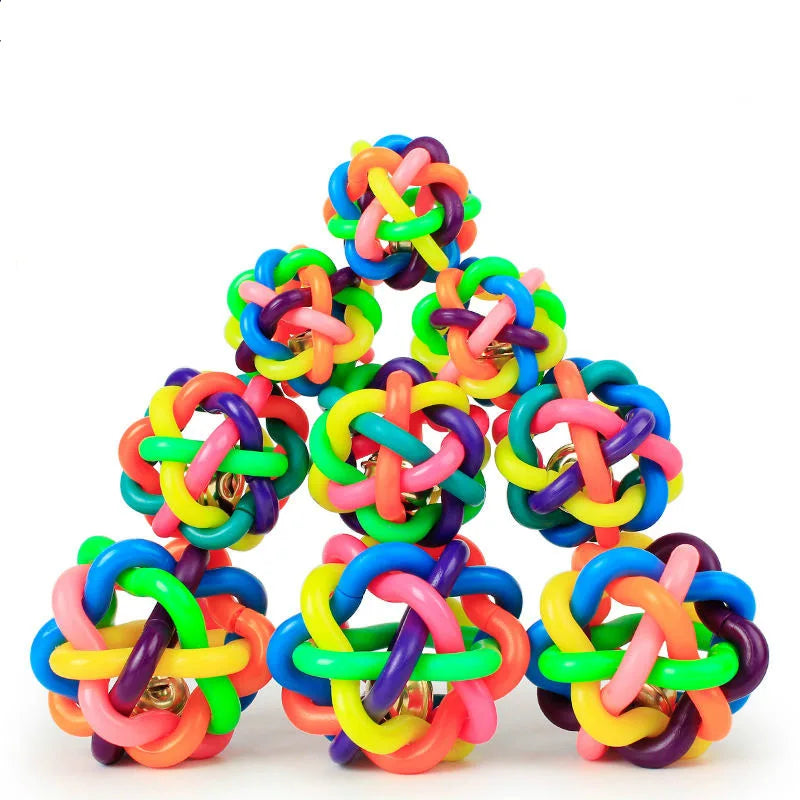 Woven Bell Dog Toy Bite Resistant Rubber Chew Ball Fetching