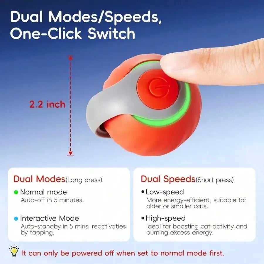 Interactive Rolling Ball Cat Toy With Feather Tail Rechargeable Auto Motion