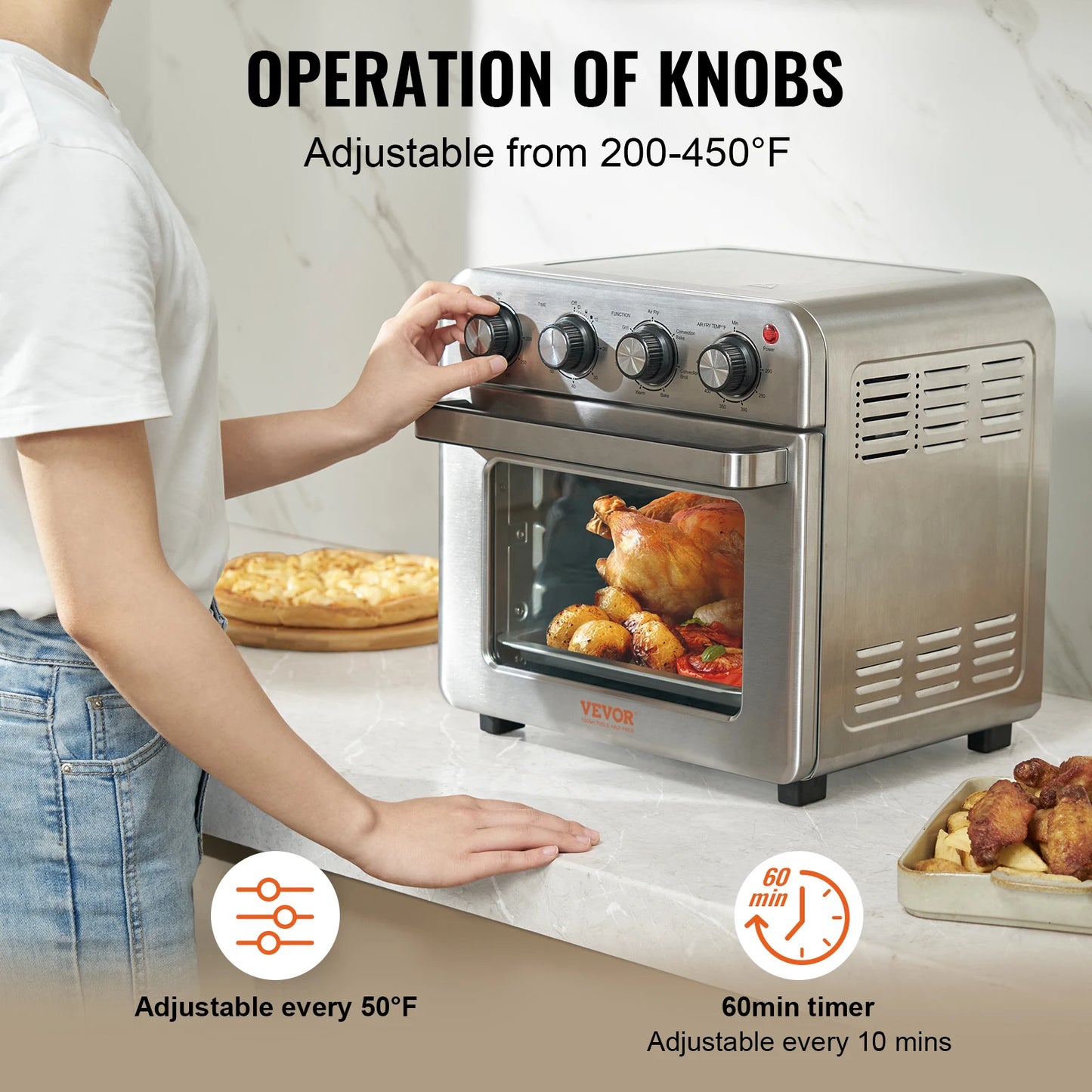 SucceBuy 1700W Air Fryer Toaster Oven Stainless Steel Countertop