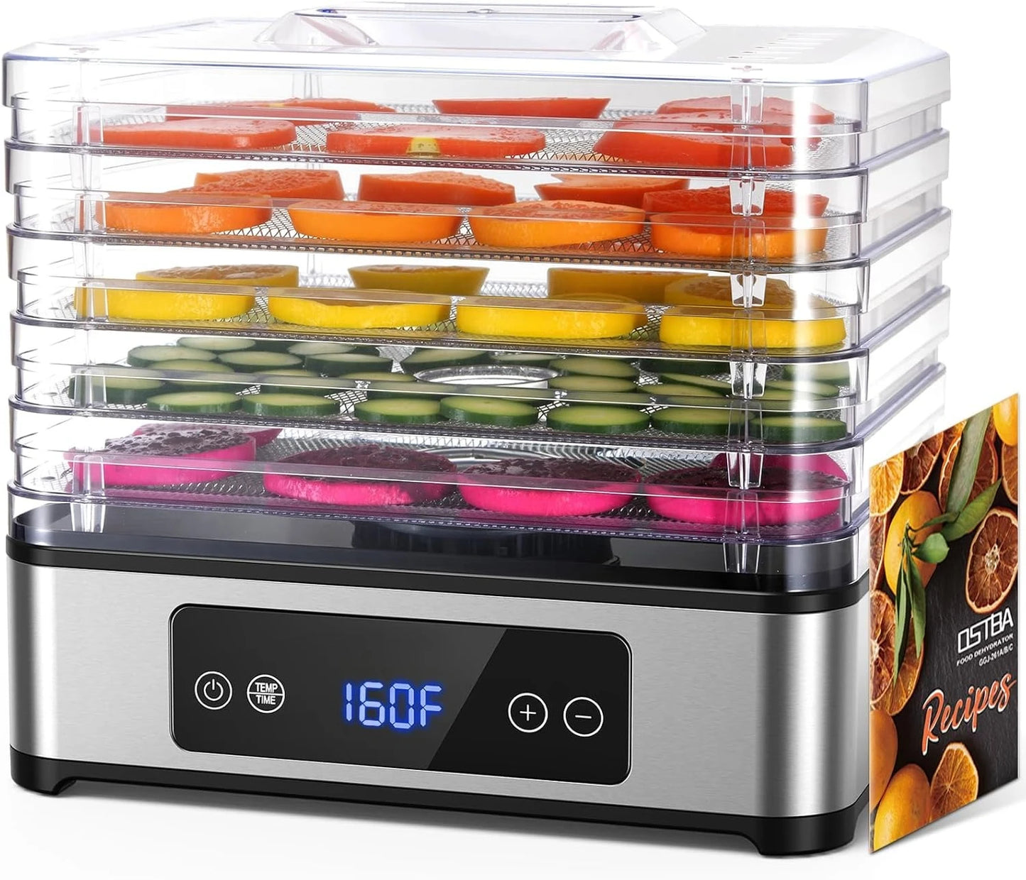 5 Tray Food Dehydrator 400W With 48H Timer And Temperature Control