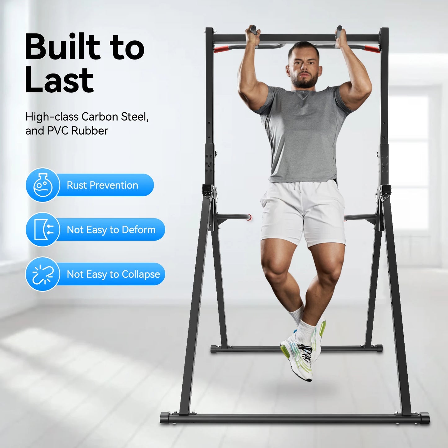 Adjustable Pull Up Bar Foldable Home Gym Multifunction Training Station