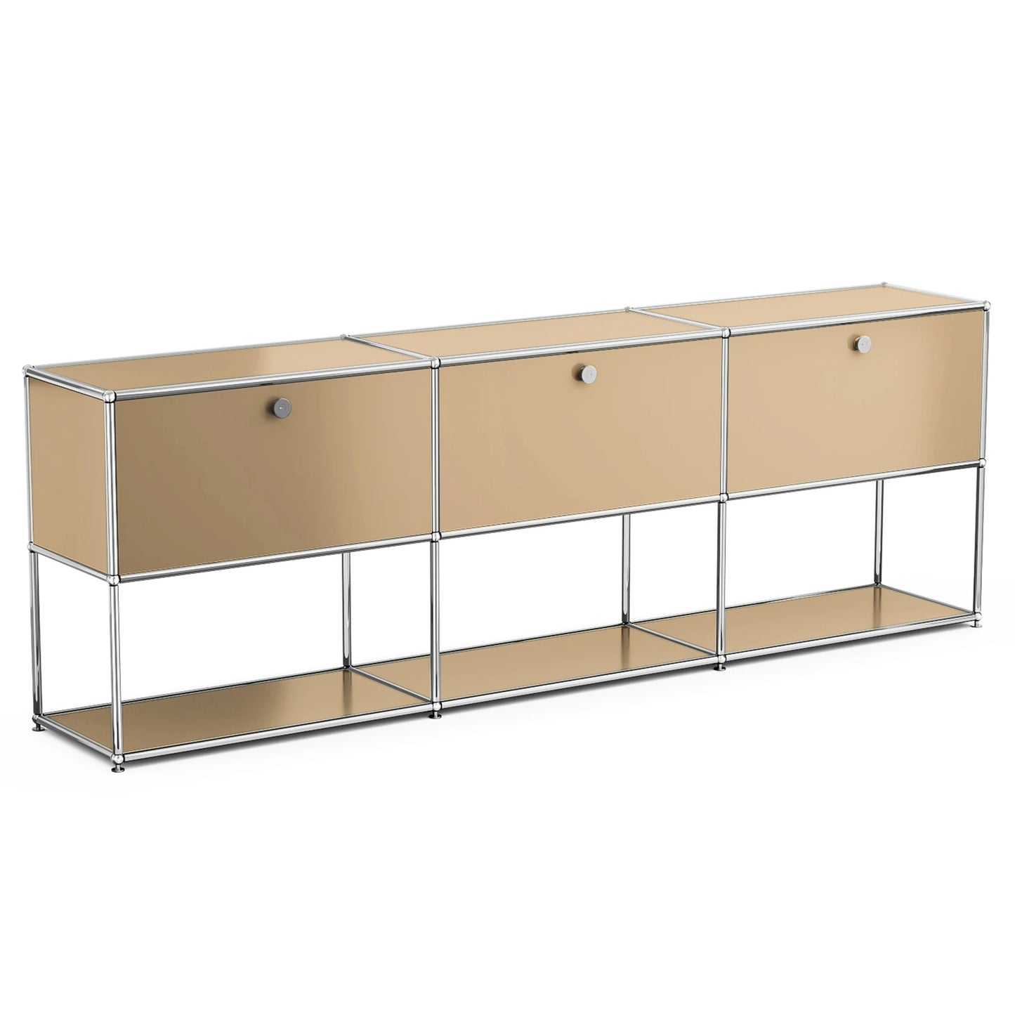 Storage Cabinet Sideboard Storage Shelf Furniture Stainless Steel Metal Board Living Room Night Stand Cabinet-No Keys