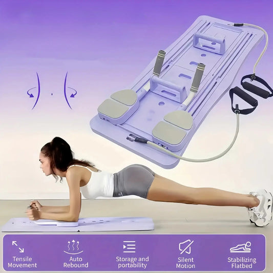 Foldable Pilates Reformer Board With Counter Core Training Resistance Bands