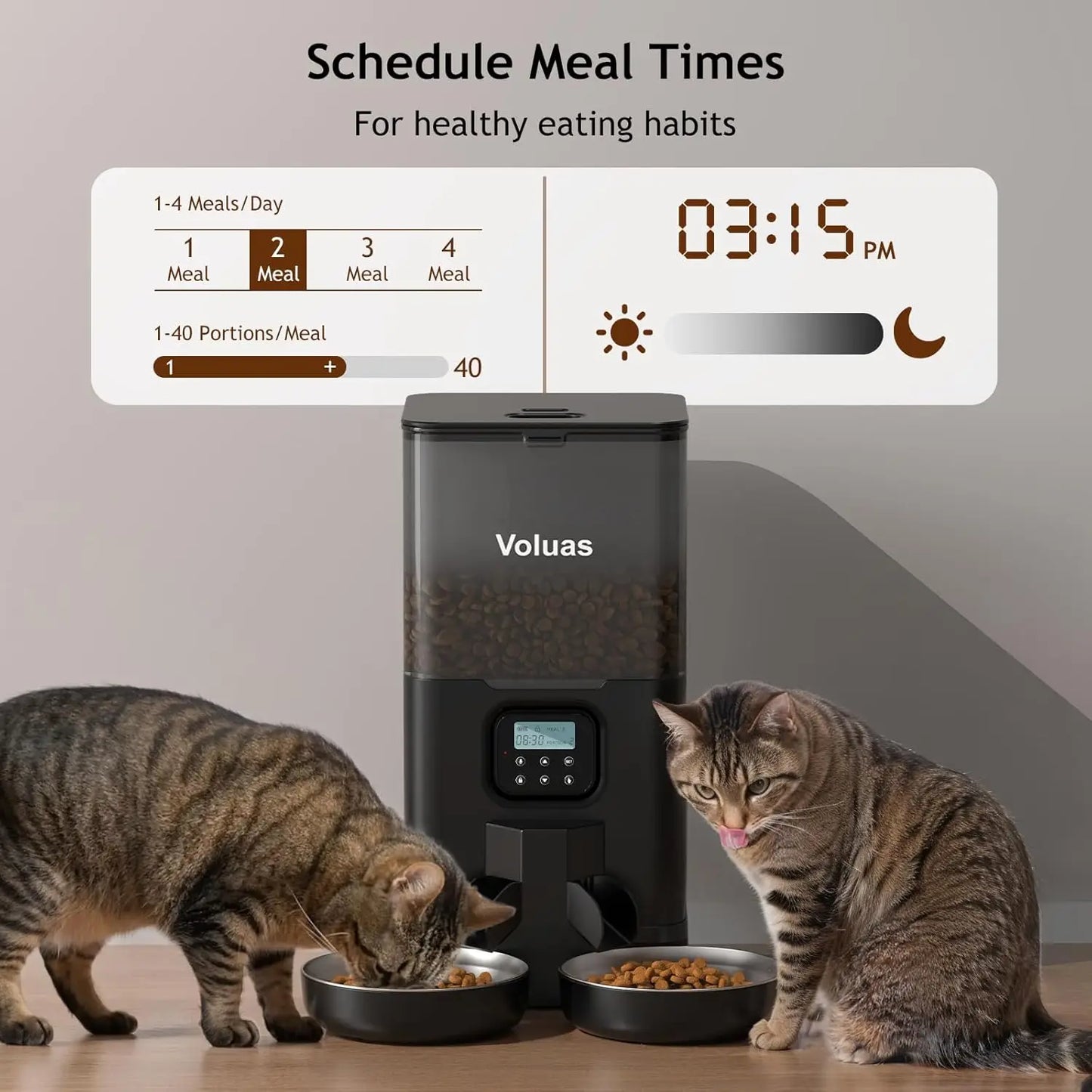 Automatic Two Cat Feeder With Timed Memory Function