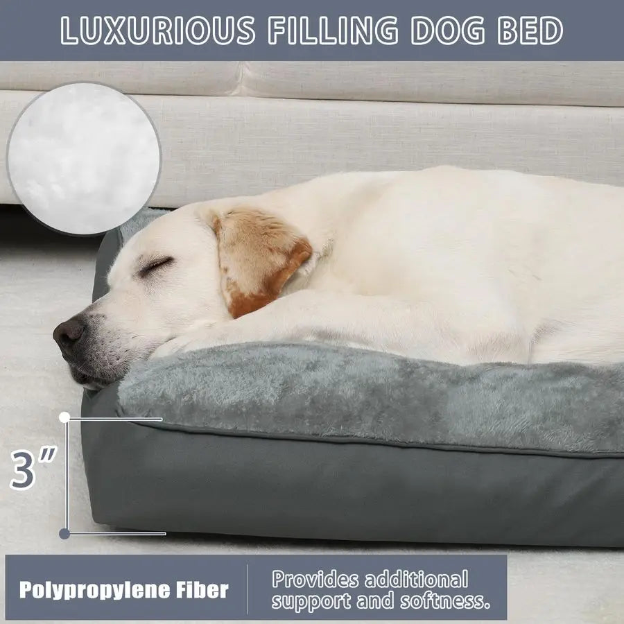 Crate Bed Waterproof Deluxe Plush Dog Beds with Removable Washable Cover AntiSlip Bottom Pet Sleeping Mattress for Large, Medium