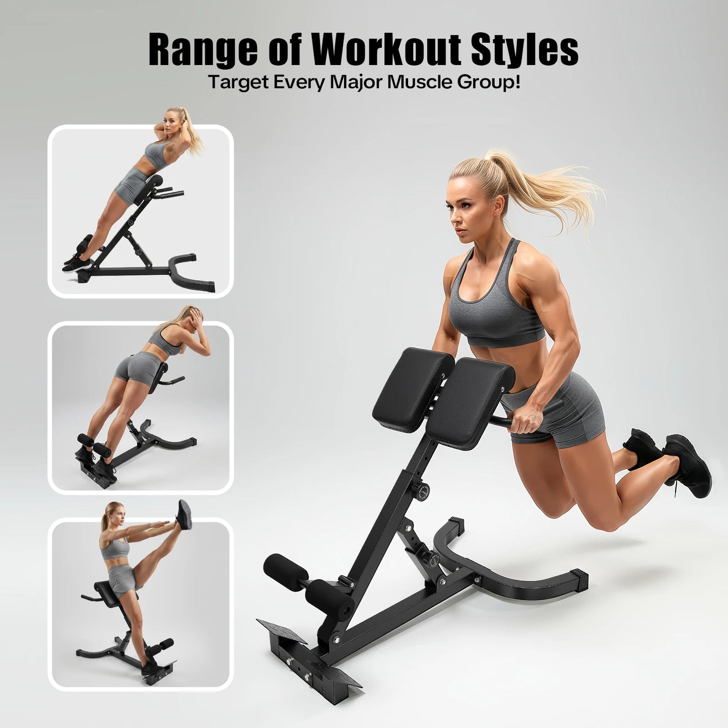 Roman Chair Back Extension Machine 330lbs Capacity for Core Training