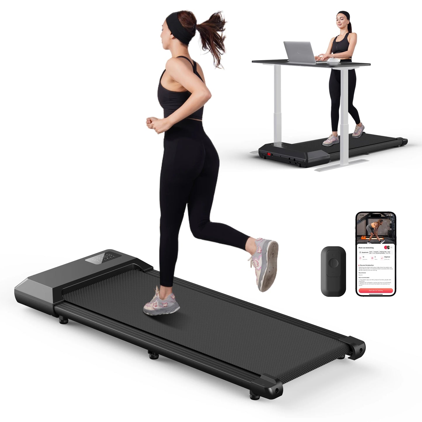 Superun 300lbs Home Treadmill TwoPointFiveHP 2 In 1 Walking Running