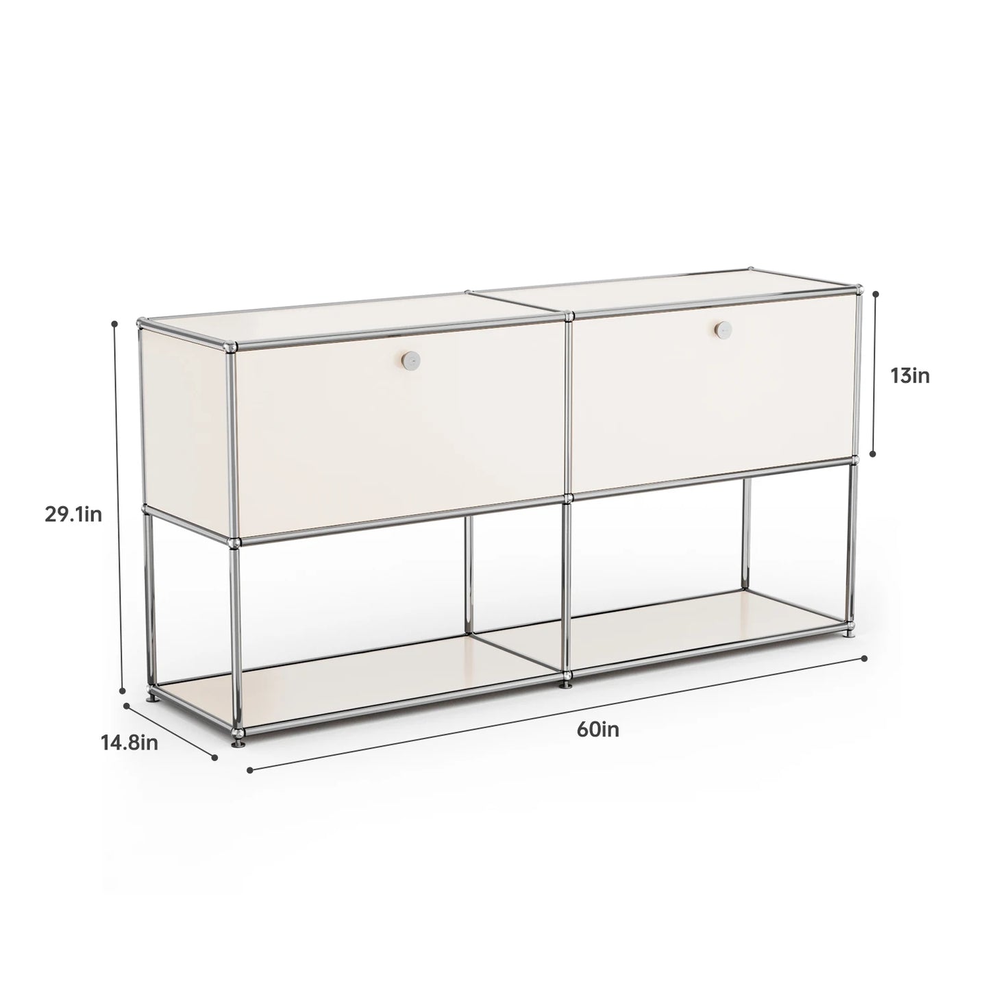 Storage Cabinet Sideboard Storage Shelf Furniture Stainless Steel Metal Board Living Room Night Stand Cabinet-No Keys
