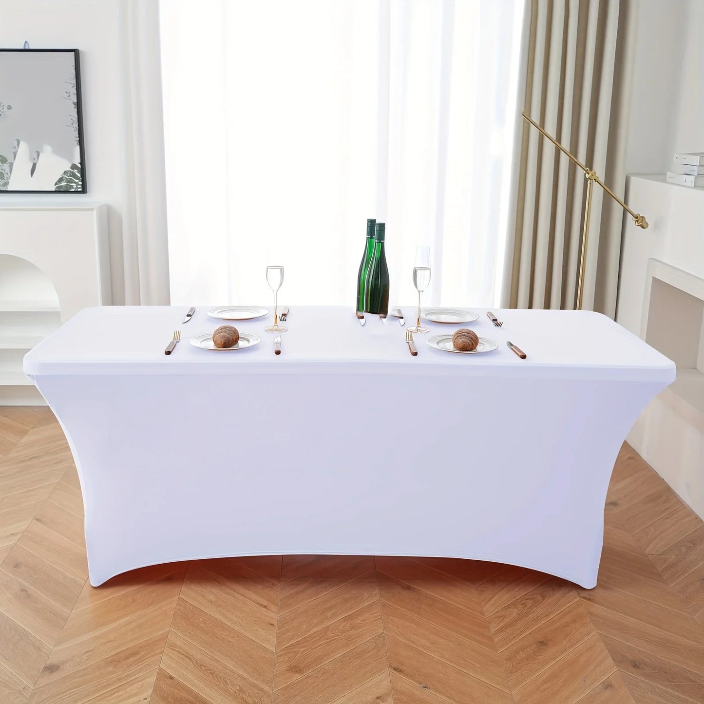 6PCS Elastic Table Cloth Cover - Elegant and Durable Elastic Fabric, Available in Sizes of 4/6/8FT
