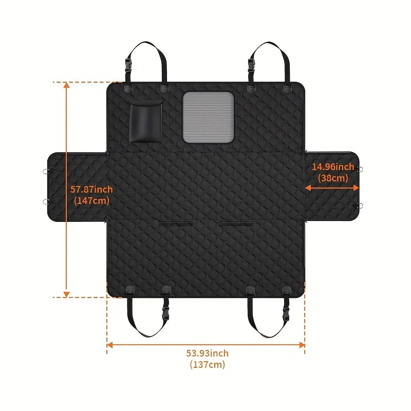 NONECN Dog Car Seat Cover With Storage Pockets And Waterproof Mesh Window