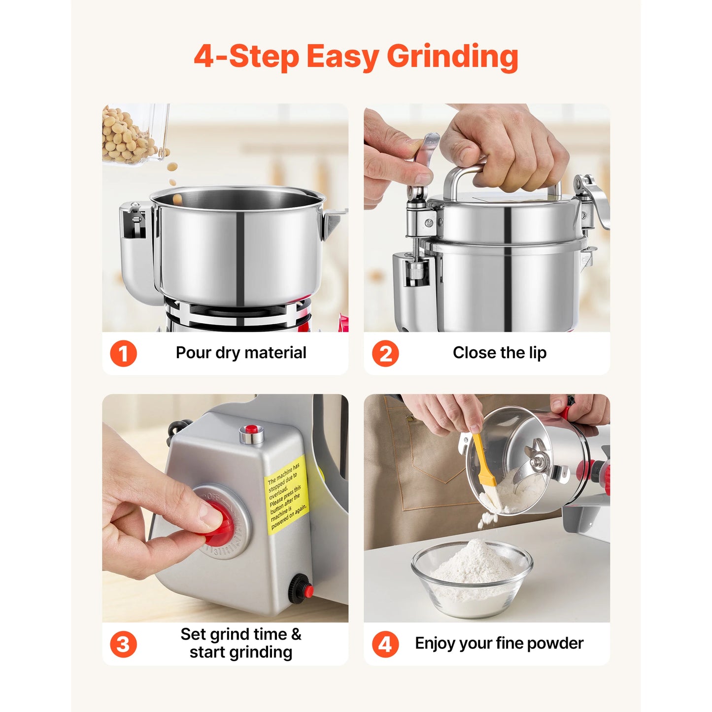 Succebuy Electric Grain Mill Grinder 28000RPM High Speed