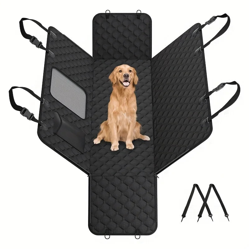 NONECN Dog Car Seat Cover With Storage Pockets And Waterproof Mesh Window