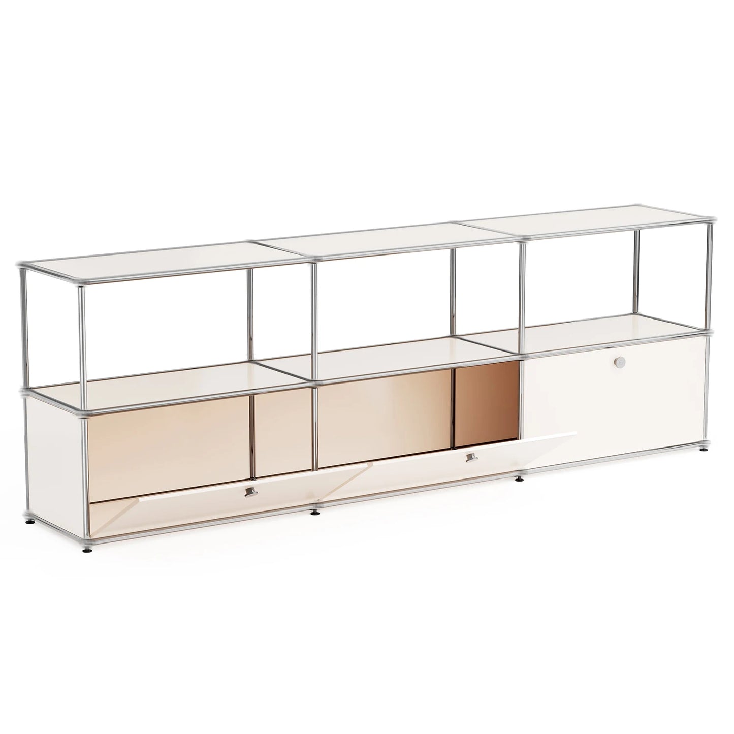 Storage Cabinet Sideboard Storage Shelf Furniture Stainless Steel Metal Board Living Room Night Stand Cabinet-No Keys