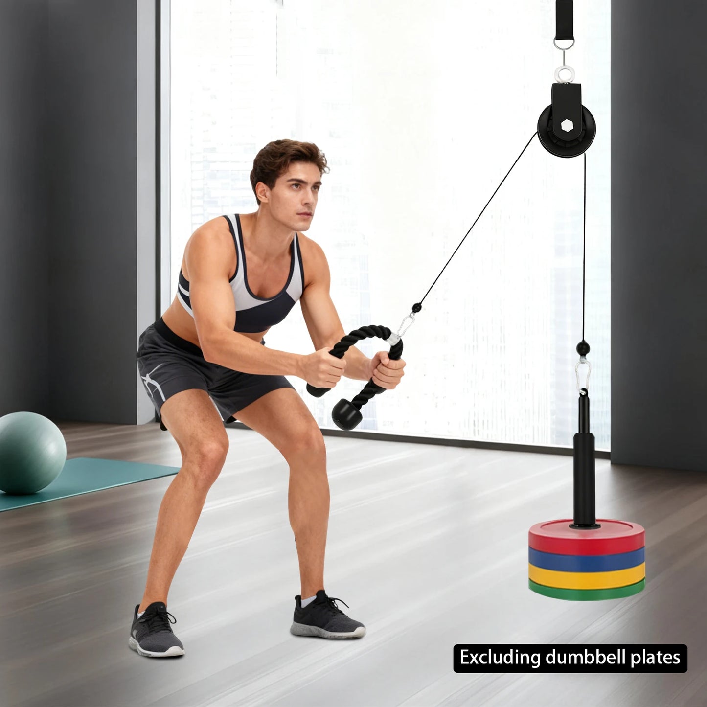 Pulley System Gym Cable Lat Pull 120kg Capacity For Home