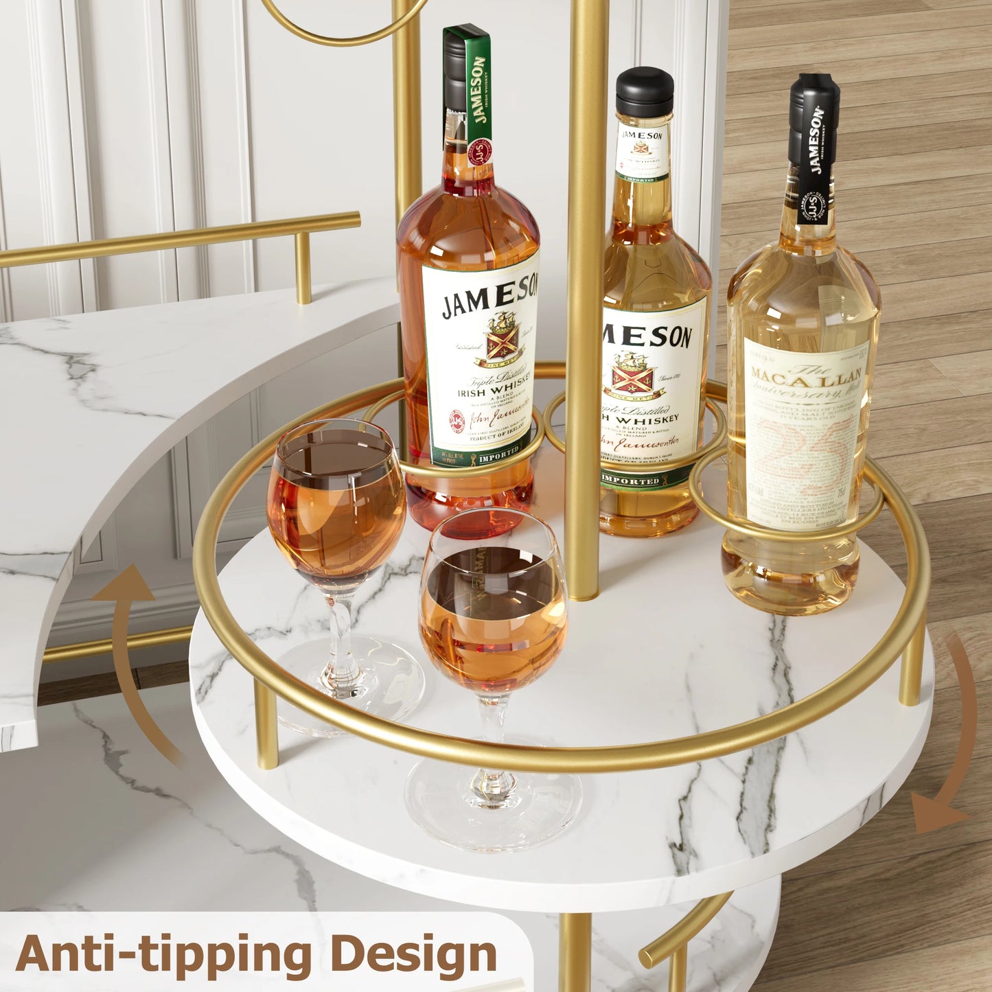 TWISTER.CK Bar Cart With 4 Tier Shelves And Wine Rack