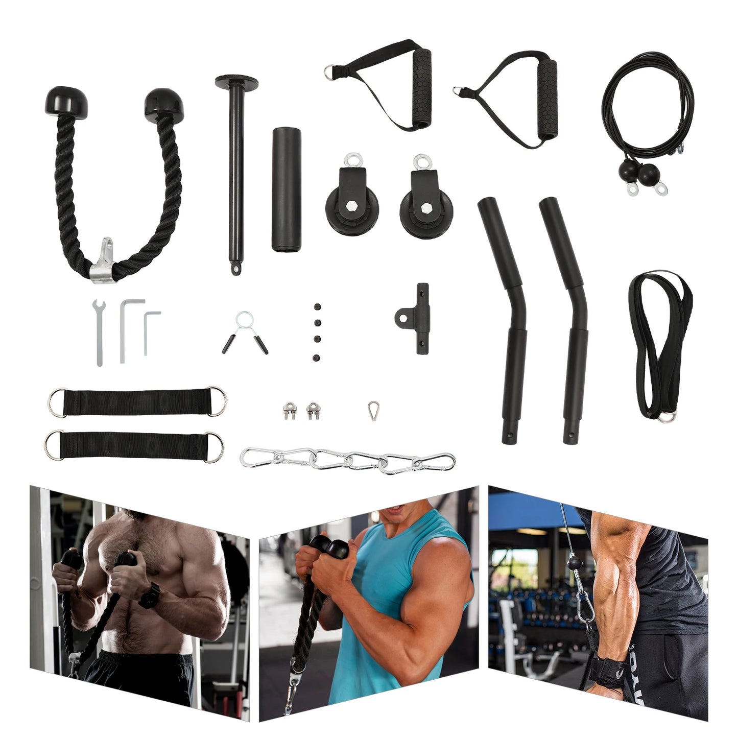 Pulley Gym Home Cable System Full Body Strength Training 120kg