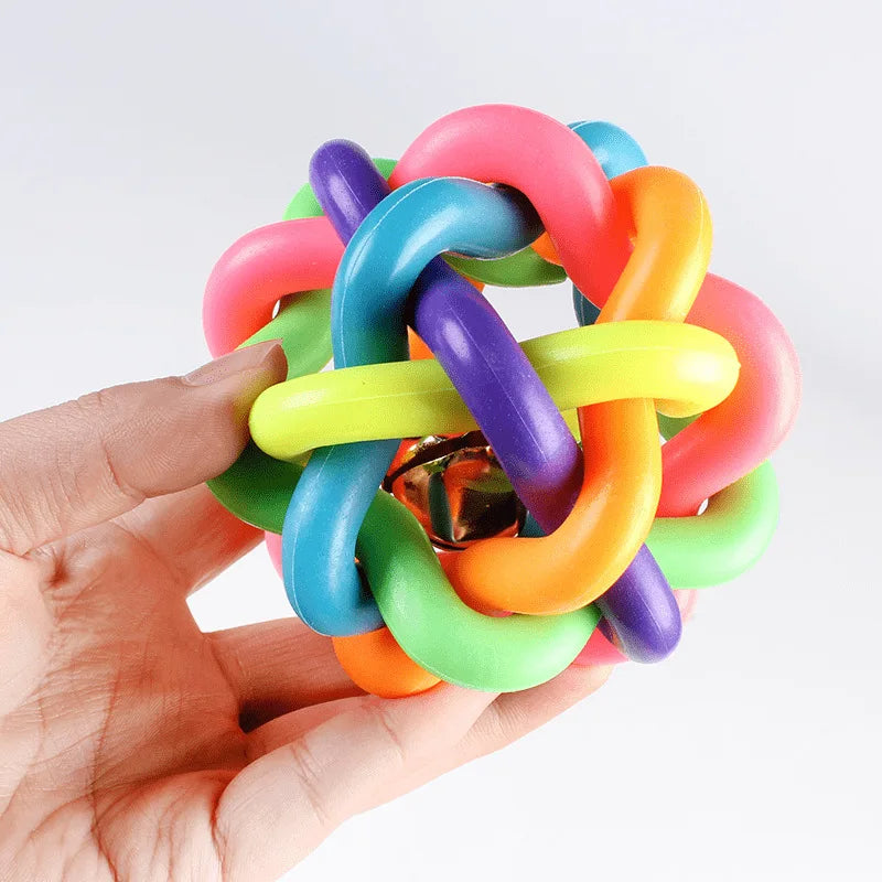 Woven Bell Dog Toy Bite Resistant Rubber Chew Ball Fetching