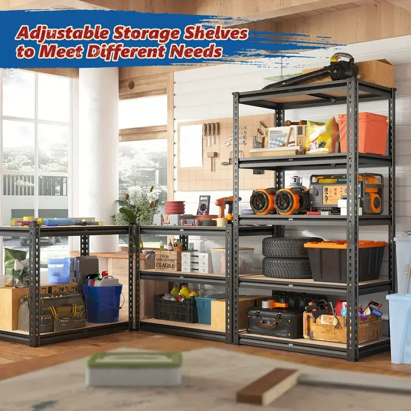 60/72 Inch two-piece set Heavy-duty Metal Storage Rack, With A Load-bearing Capacity Of 2000 Pounds Per Layer, Adjustable Height