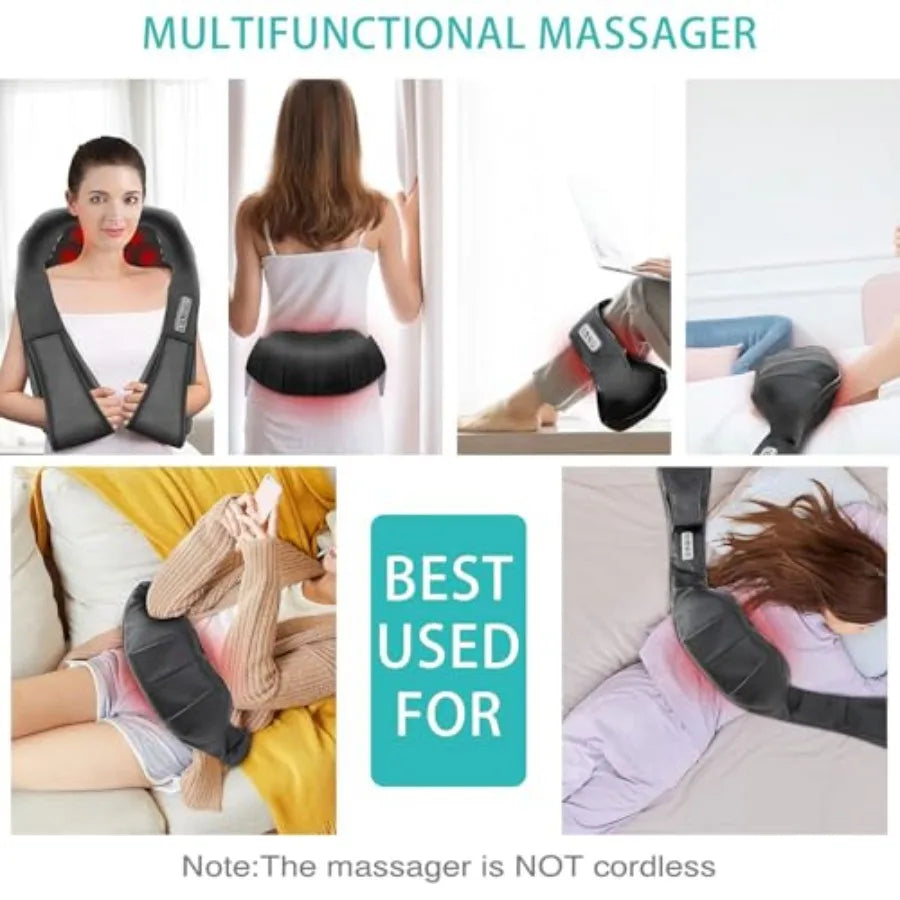 AERLANG Shiatsu Back and Neck Massager Back Massager Deep Tissue Kneading Neck and Shoulder Massage with Heat Electric Massage