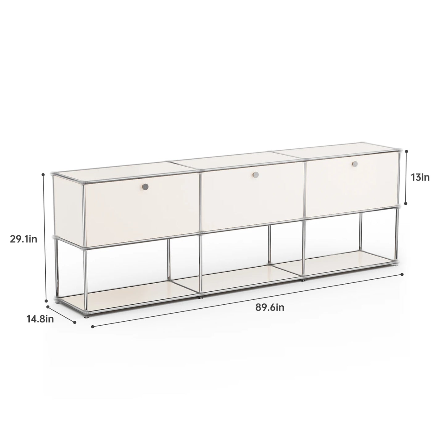 Storage Cabinet Sideboard Storage Shelf Furniture Stainless Steel Metal Board Living Room Night Stand Cabinet-No Keys
