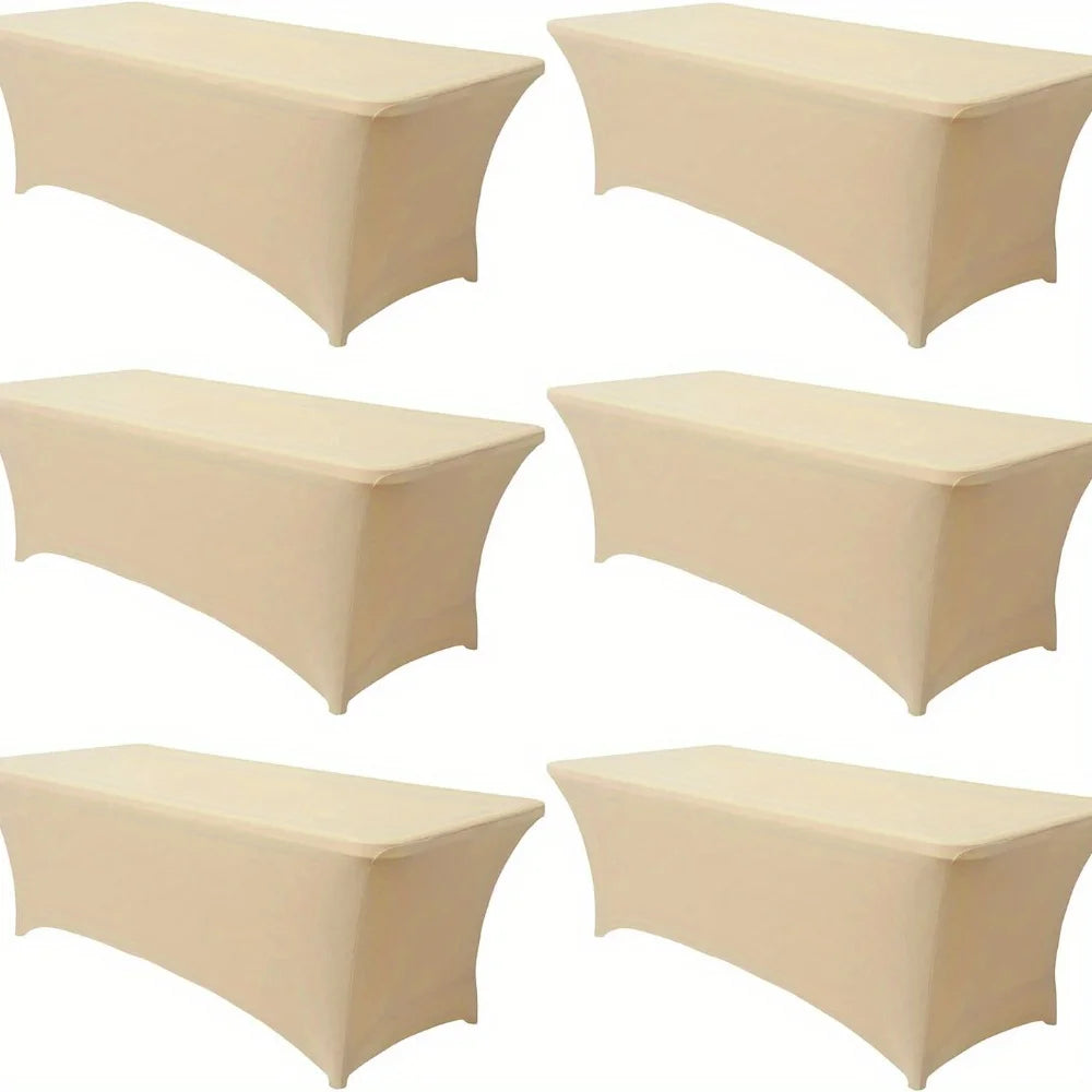 6PCS Elastic Table Cloth Cover - Elegant and Durable Elastic Fabric, Available in Sizes of 4/6/8FT