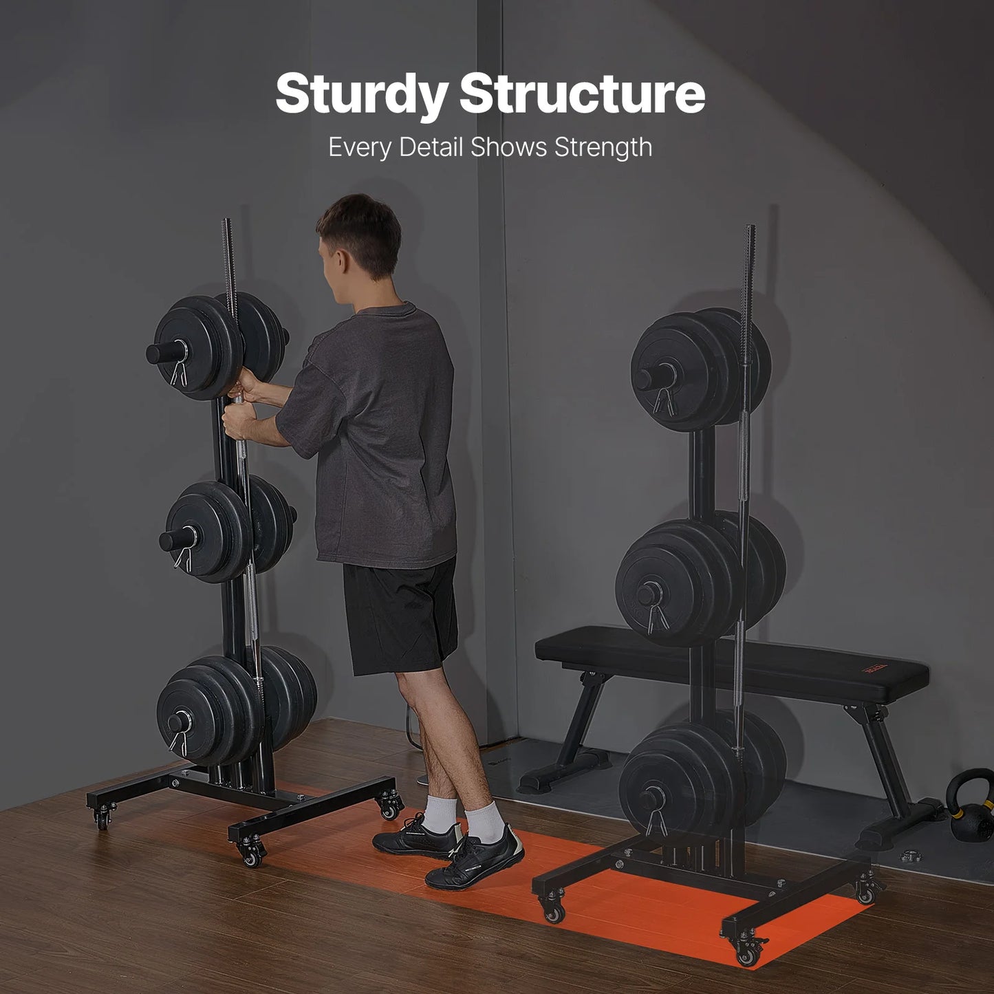 Weight Plate Rack With Wheels 1000 Lbs Capacity Home Gym