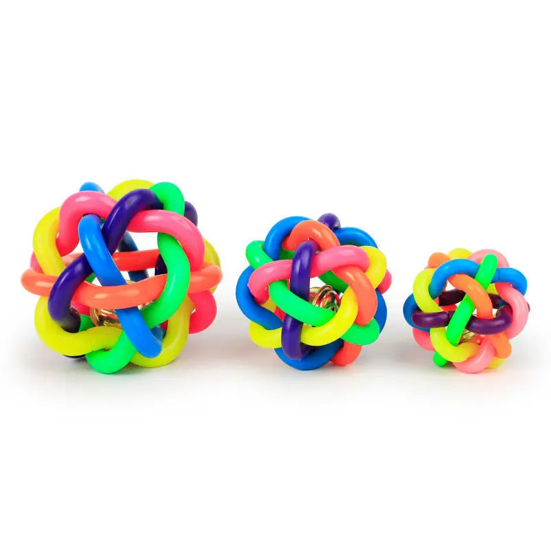Woven Bell Dog Toy Bite Resistant Rubber Chew Ball Fetching