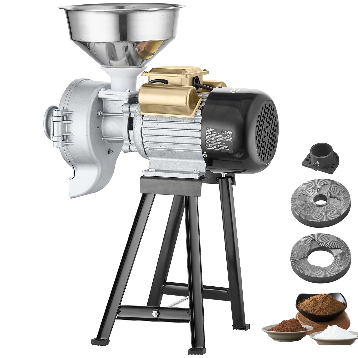 VEVOR Electric Grain Mill Grinder 3000W Dry And Wet Grinding