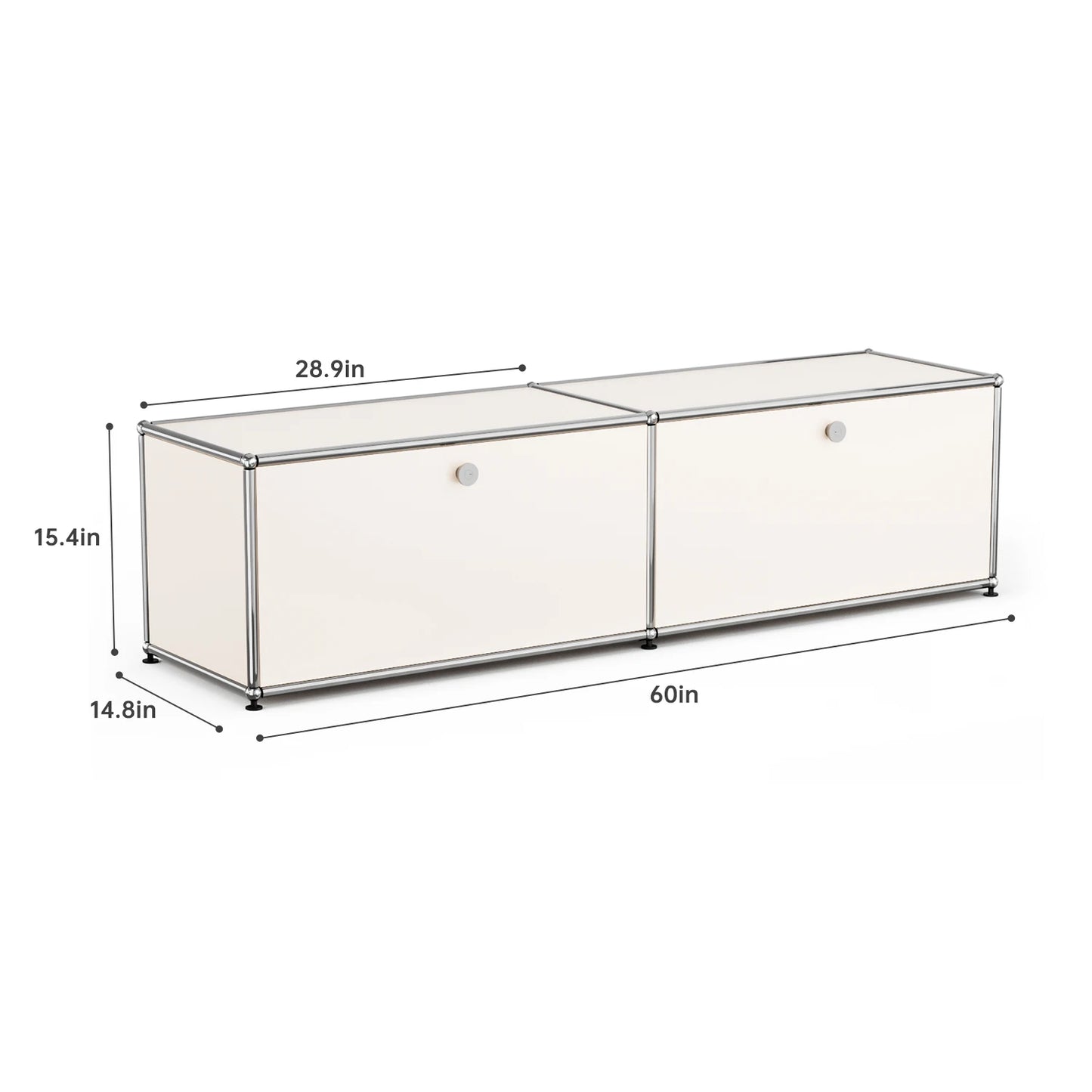 Storage Cabinet Sideboard Storage Shelf Furniture Stainless Steel Metal Board Living Room Night Stand Cabinet-No Keys