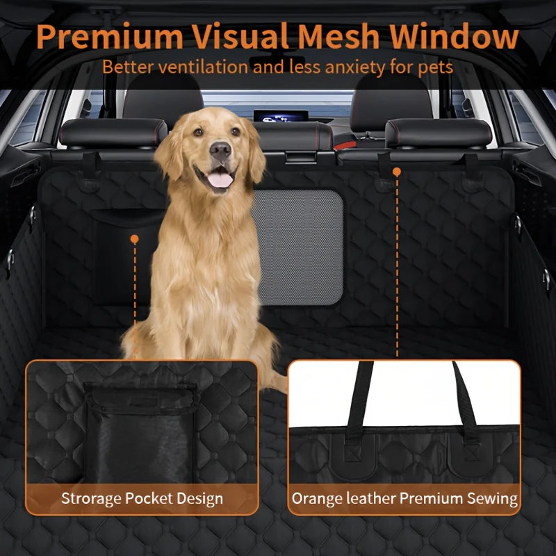 NONECN Dog Car Seat Cover With Storage Pockets And Waterproof Mesh Window