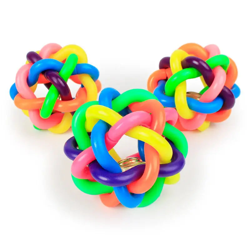 Woven Bell Dog Toy Bite Resistant Rubber Chew Ball Fetching
