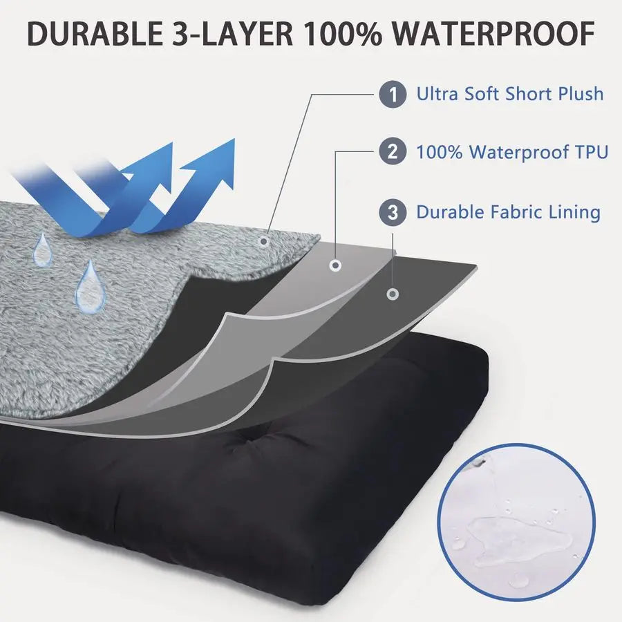 Crate Bed Waterproof Deluxe Plush Dog Beds with Removable Washable Cover AntiSlip Bottom Pet Sleeping Mattress for Large, Medium