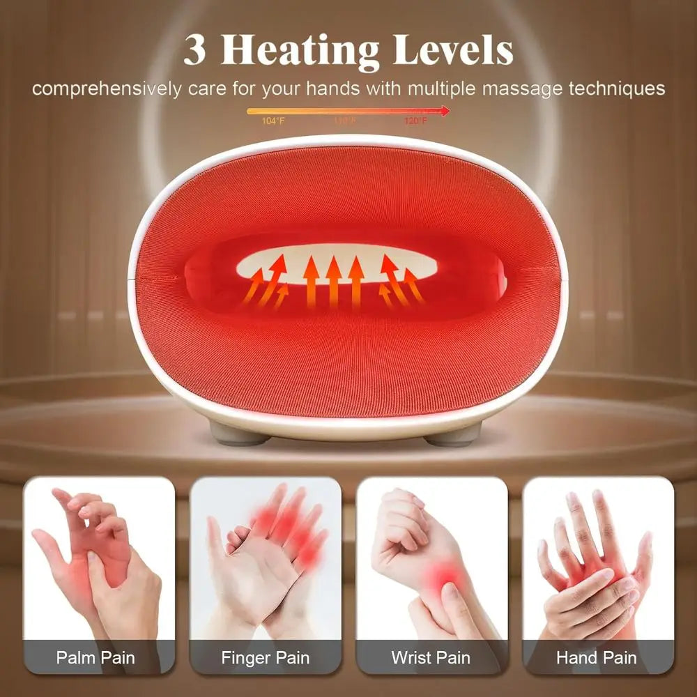 Heat and Compression Hand Massager for Arthritis, Carpal Tunnel Relief, and Wrist Relaxation - 9 Intensity Levels, Ideal Gift fo