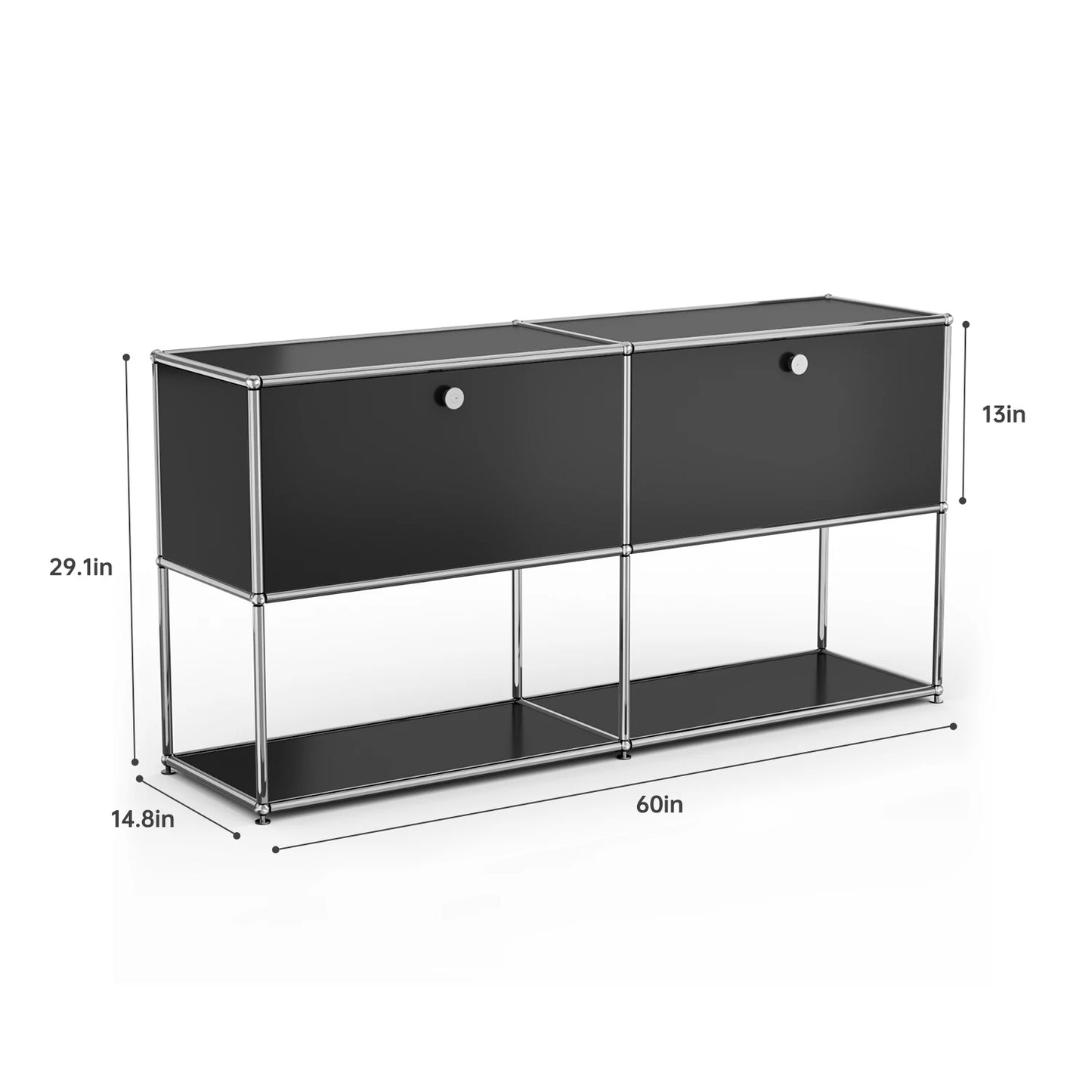 Storage Cabinet Sideboard Storage Shelf Furniture Stainless Steel Metal Board Living Room Night Stand Cabinet-No Keys