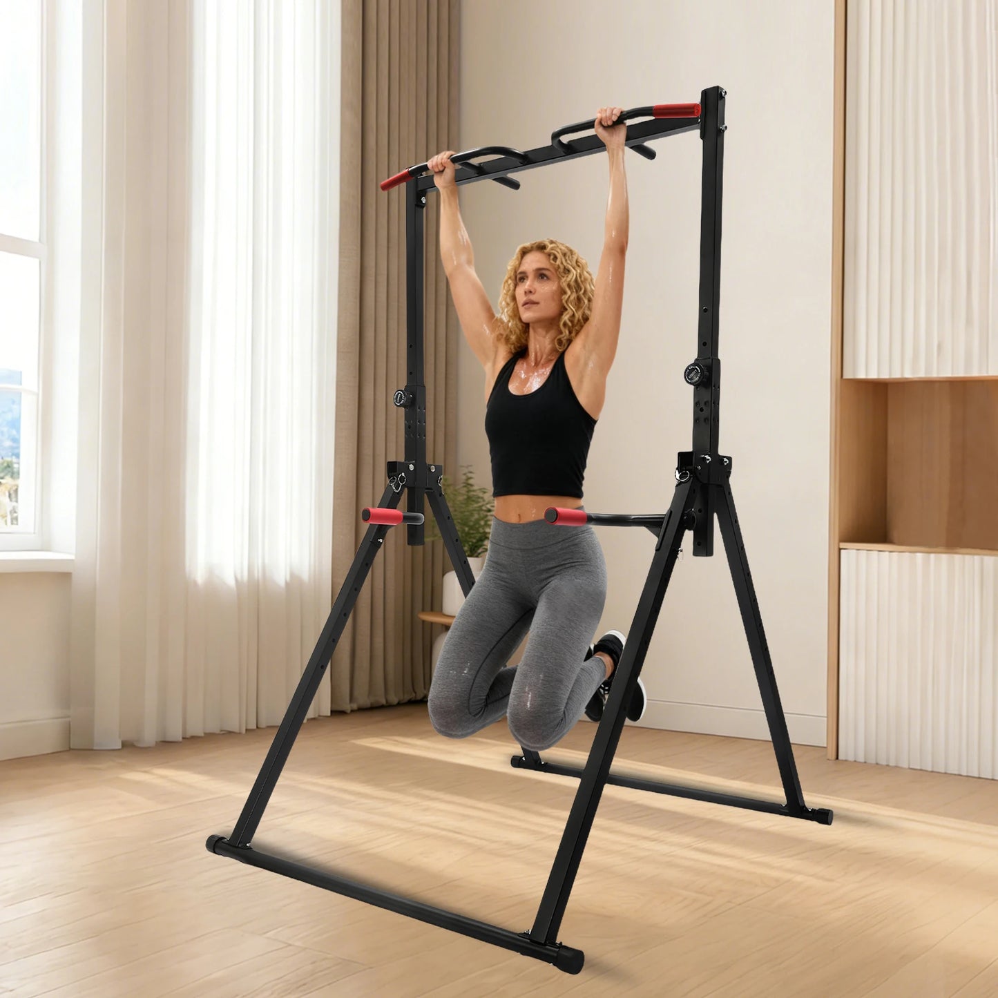 Adjustable Pull Up Bar Foldable Home Gym Multifunction Training Station