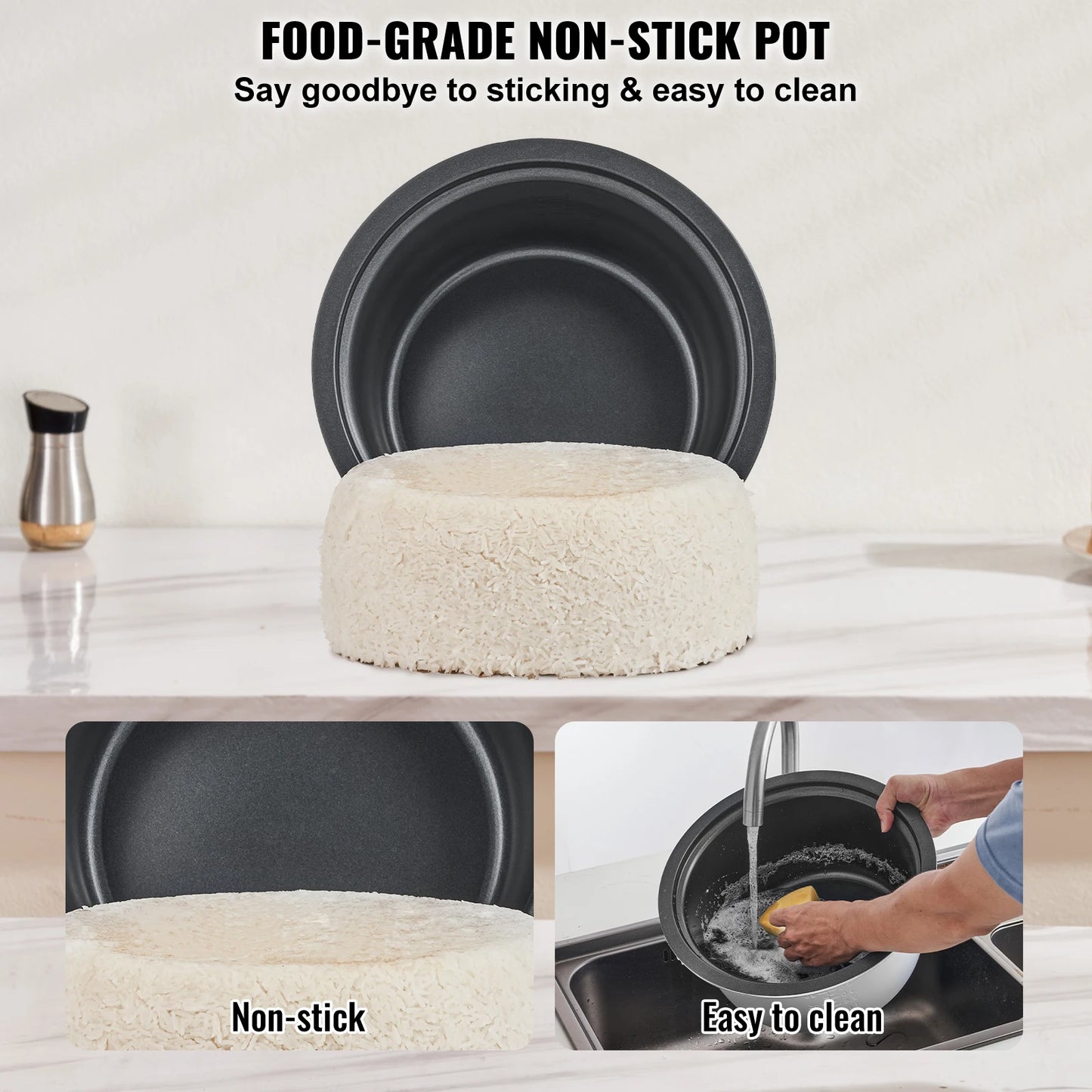 VEVOR Commercial Rice Cooker With Nonstick Inner Pot And 24 Hour Keep Warm
