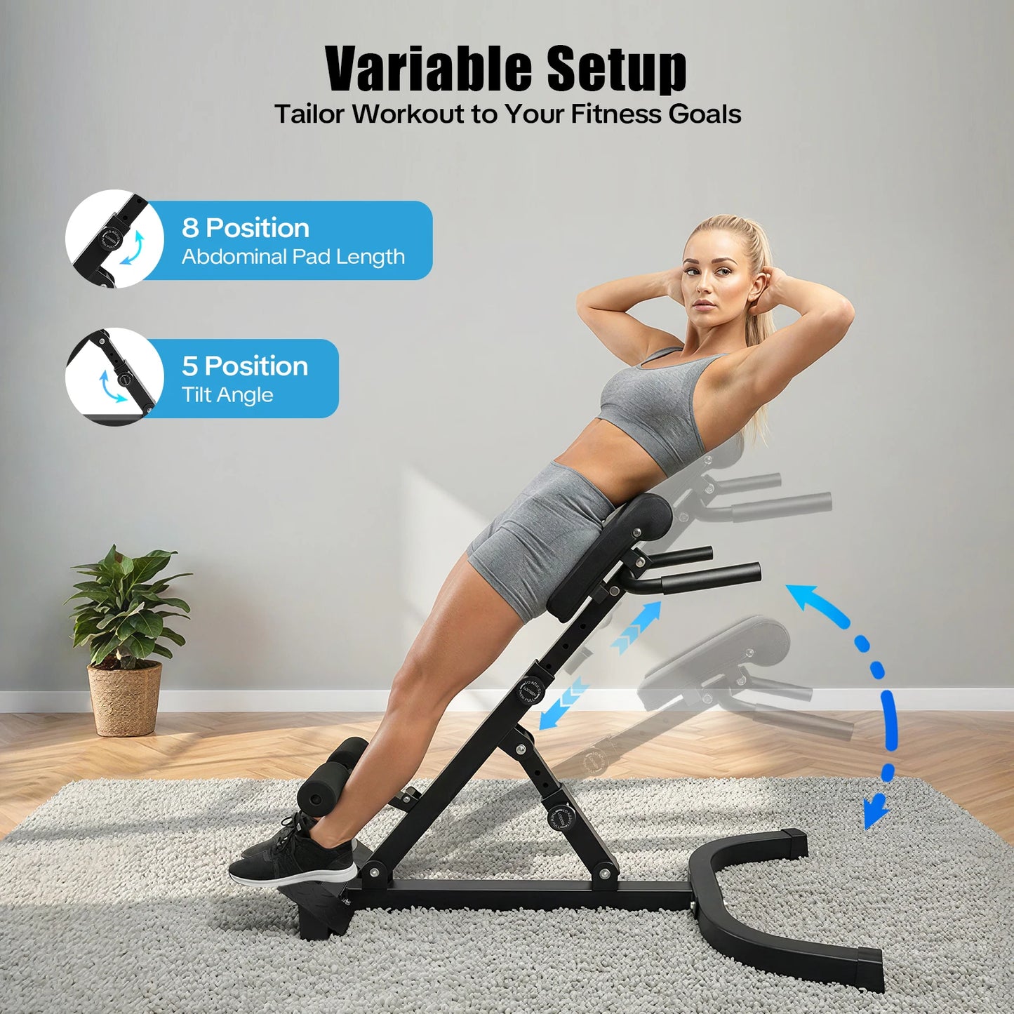 Roman Chair Back Extension Machine 330lbs Capacity for Core Training