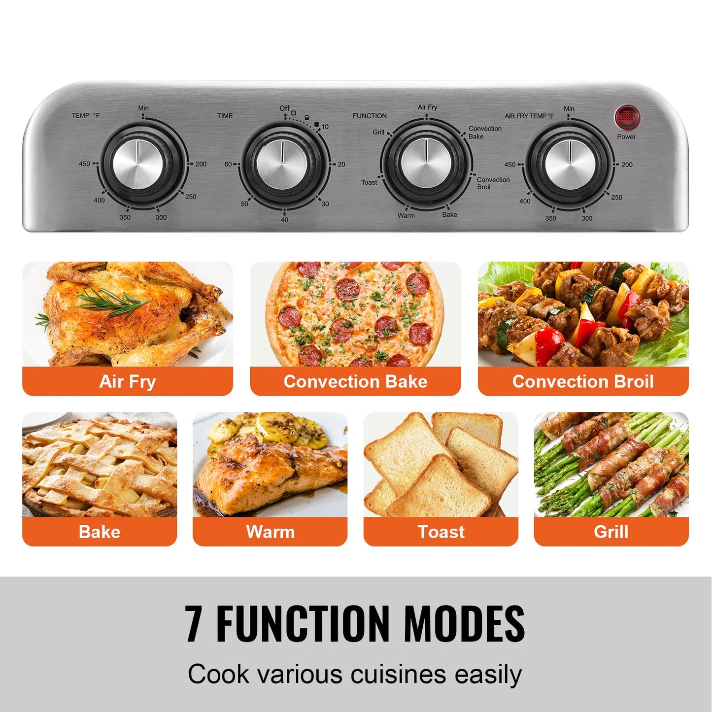SucceBuy 1700W Air Fryer Toaster Oven Stainless Steel Countertop