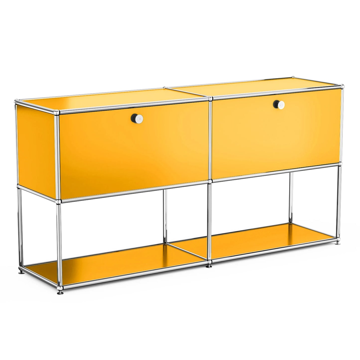Storage Cabinet Sideboard Storage Shelf Furniture Stainless Steel Metal Board Living Room Night Stand Cabinet-No Keys